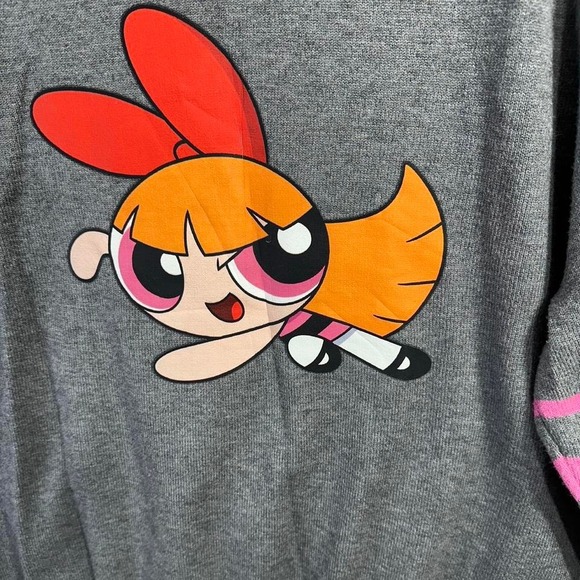 Powerpuff Girls Cartoon Network grey & pink sweater woman's Size 2XL - Picture 3 of 8